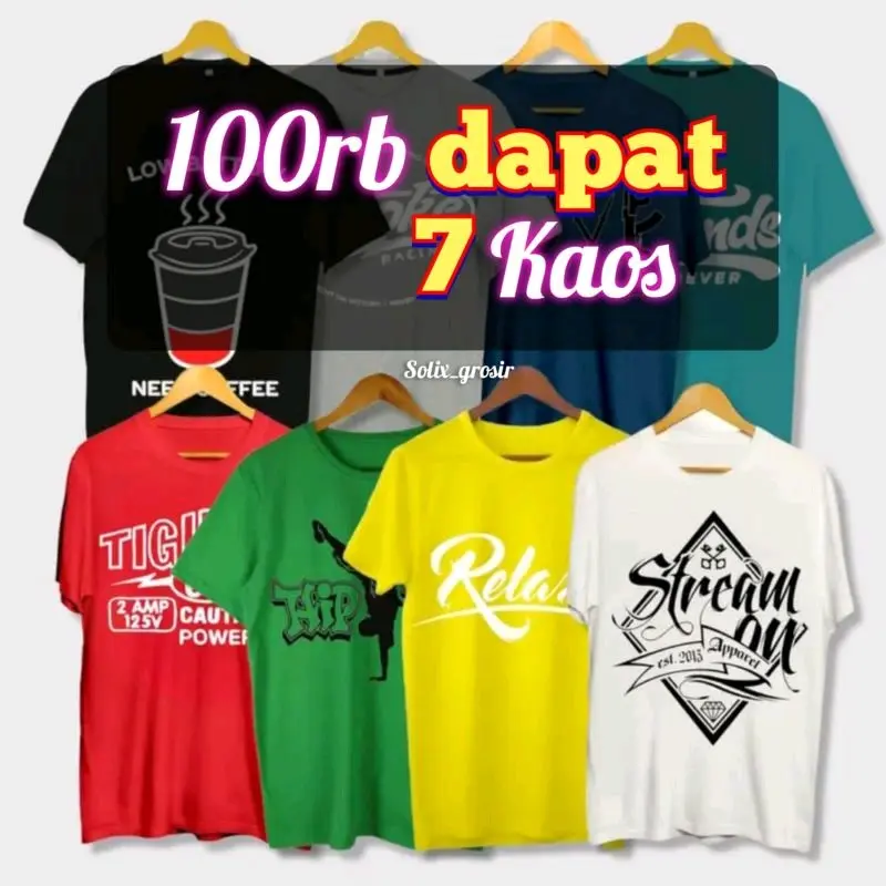 PAKET USAHA 100RB DAPAT 7 KAOS MOTIF DISTRO COD GRATIS ONGKIR PROMO 1