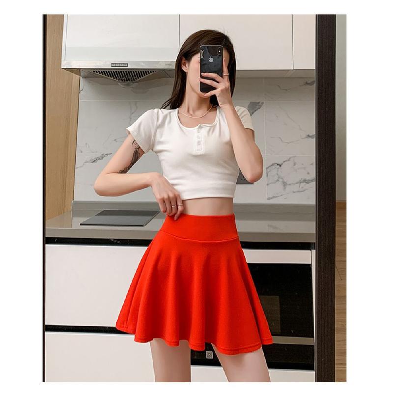 Product Introduction of Elastic Waist Pleated Skirt Large Size Extra Short Bubble Non-Lined Stretch Skirt Pleated Skirt for Plump Girls Womenswear Bottom Lingerie Comfort 4