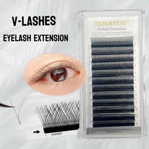 ต่อขนตา แบบ V แบบทอมือ คุณภาพระดับพรีเมียม ทอ 1 ตาข่าย ดัด C D DD 0.07 มม. เหมาะสำหรับต่อขนตา