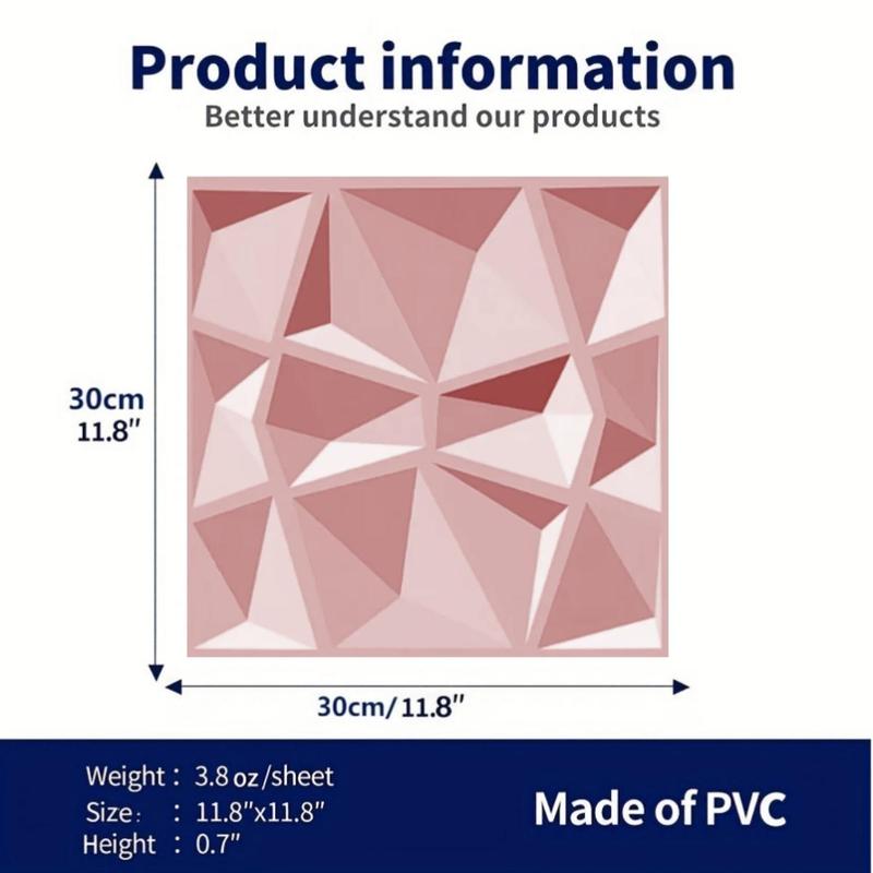 Geometric Pattern Wall Panel with Tape, 12/20/30pcs Waterproof 3D Wall Decor Diamond Panel, Durable Wall Decor for Living Room & Bedroom 2