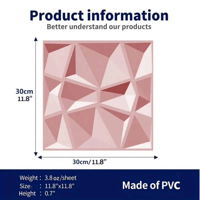 Geometric Pattern Wall Panel with Tape, 12/20/30pcs Waterproof 3D Wall Decor Diamond Panel, Durable Wall Decor for Living Room & Bedroom 1