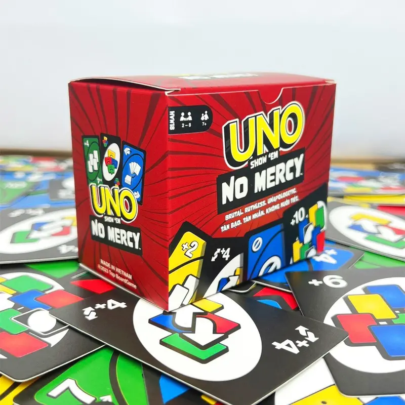 Bộ bài Uno No Mercy 165 thẻ bài cuộc chơi nâng cấp 10 luật chơi khắc nghiệt trò chơi thẻ bài Board Game Việt 0
