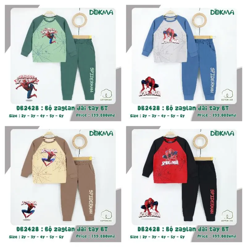 Bộ dài tay bé trai chất cotton Dokma DB2428 2-6 tuổi