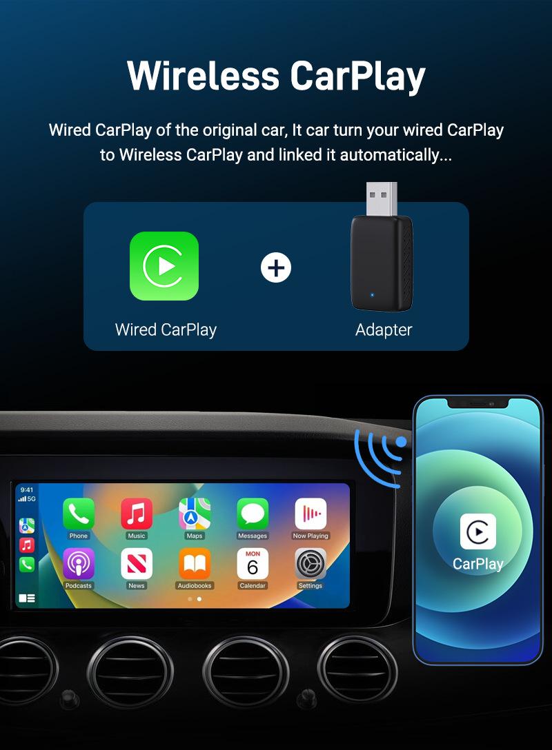 Product Introduction of [2-in-1 Wireless]CarPlay & Android Auto Adapter - Universal Plug & Play, Fast 5G WiFi, Heatproof for Tropical Cars 4