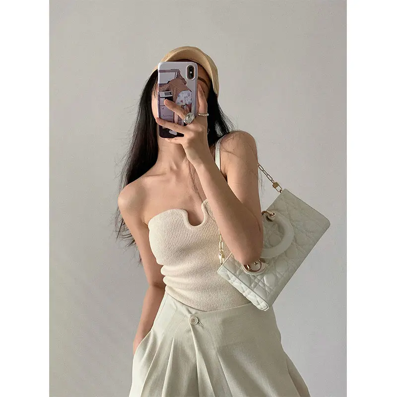 Spring and Autumn New Versatile Base Women's Pure Desire Short Top 2025 New Wearable Knitted Tube Top