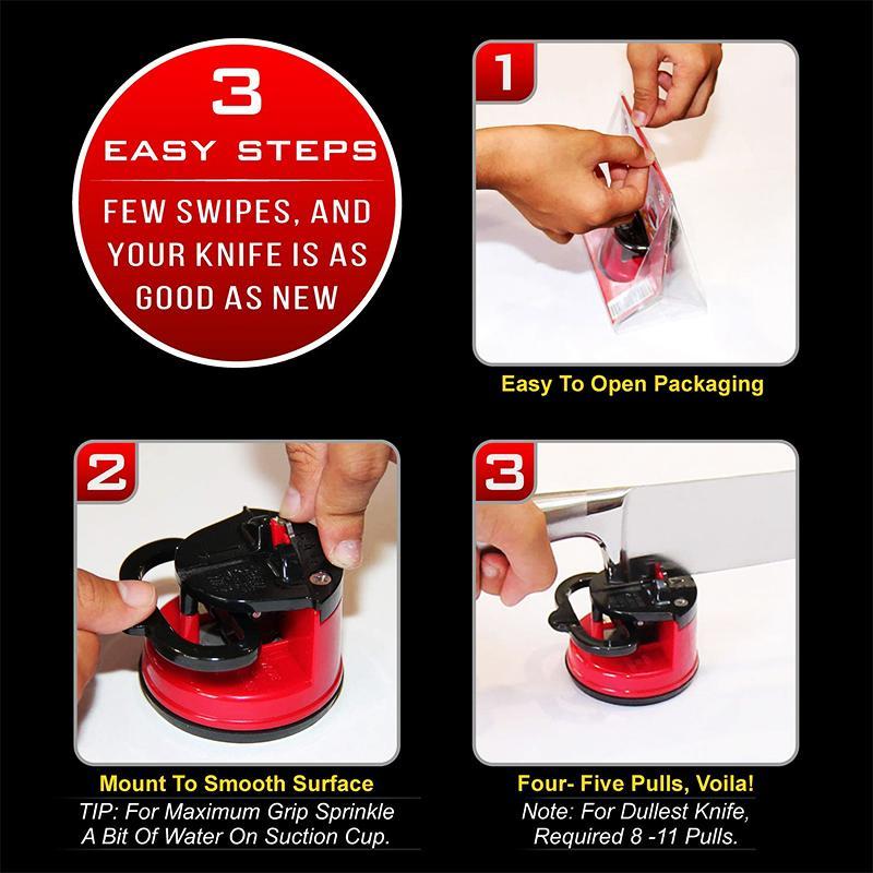 Household Mini Knife Sharpener With Suction Base, 1 Count Double Sided Manual Knife Sharpener For Kitchencfy 5