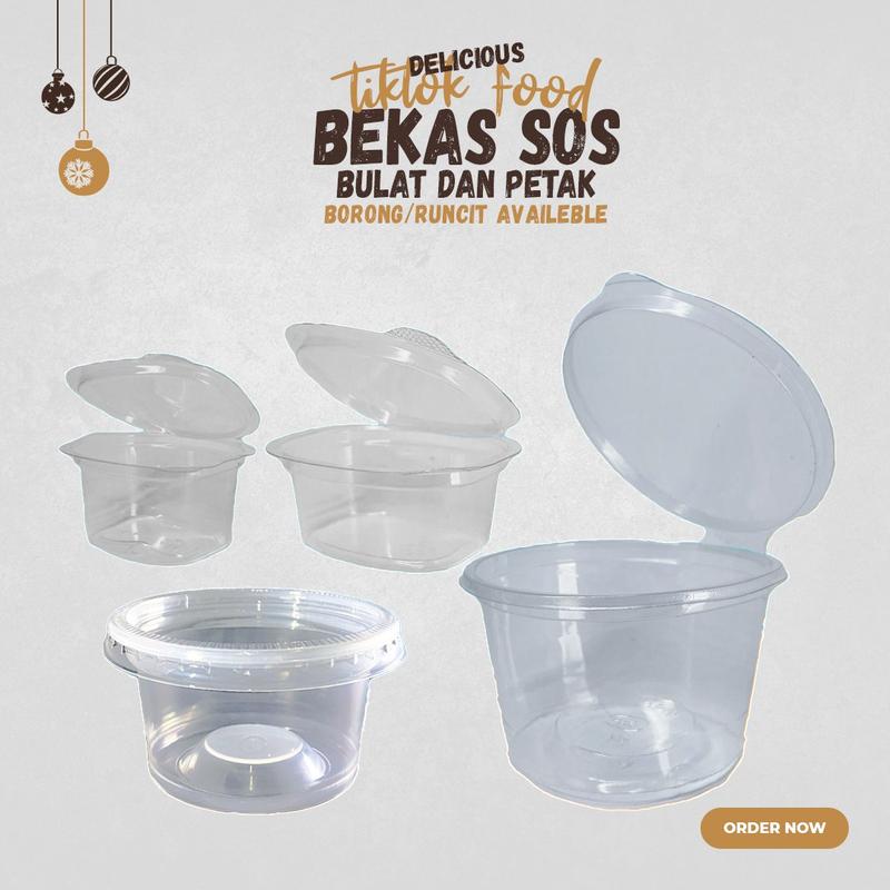 Bekas Plastik Sos (1oz, 2oz, 3oz) 50PCS — Plastic Sauce Container ...
