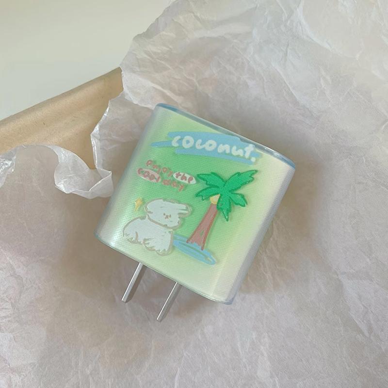 【COD】[Model Terbaru]Pita Pink Charger Protective Case Transparan Anti Folding Protective Case Cocok untuk IP