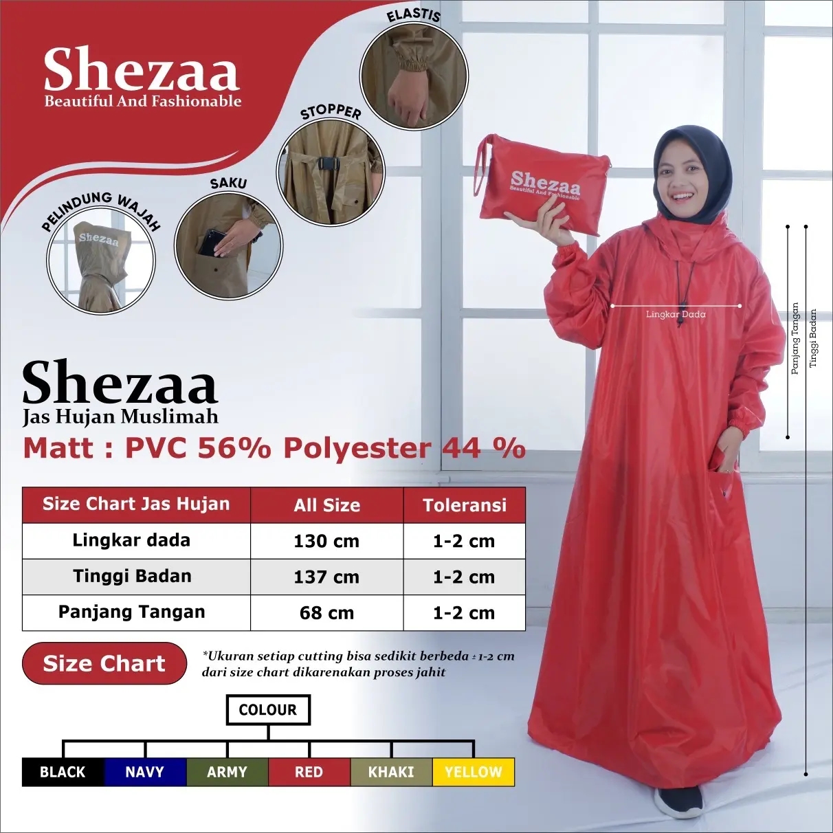 Jas Hujan Gamis Wanita Muslimah / Jas hujan Hijabers / jas Hujan waterproof anti robek Syari