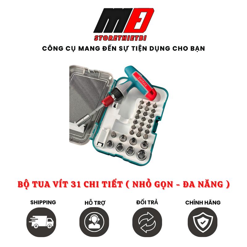 Bộ Công Cụ Tua Vít Đa Năng 31 Chi Tiết Total ( Thiết Kế Bỏ Túi )