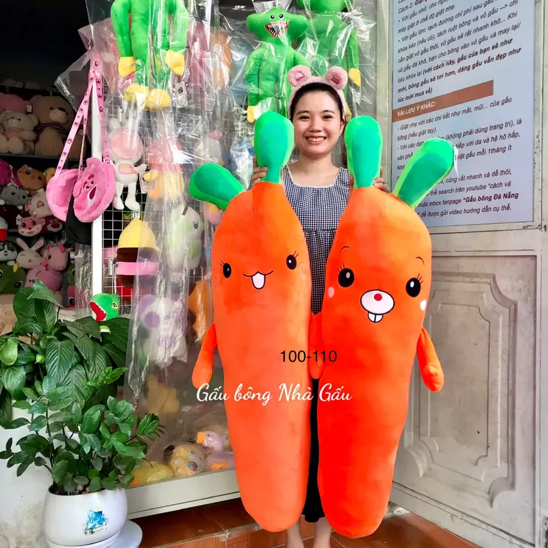 Gấu bông Cà rốt 2 lá tai thỏ - chất mịn mướt - QC nhập khẩu Thú Bông Thú Nhồi Bông Thú Bông Thú Nhồi Bông Toy Đồ Chơi 6