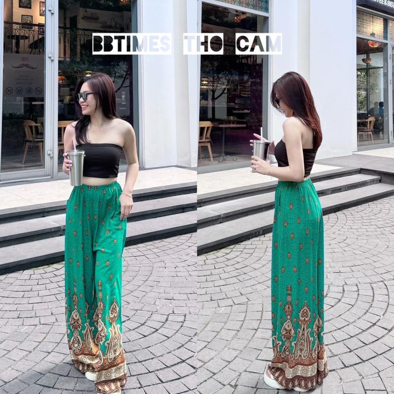 BBtimes Thổ Cẩm QUẦN ỐNG RỘNG LANH HOẠ TIẾT CHÂN