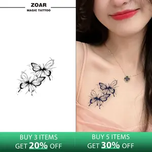 Zoartattoo M-008 stiker tato sementara  【kupu】Tahan lama Tattoo menempel dekorasi seni untuk pria dan wanita