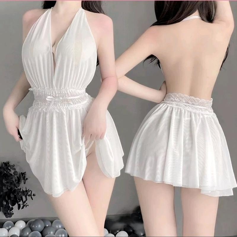 M38 Váy Ngủ Cổ Yếm,Chất Liệu Ren, Phong Cách Tiểu Thư, Hàng Quảng Châu Phân Khúc Cao Cấp Bao Mềm Mịn Mát Nữ Đầm