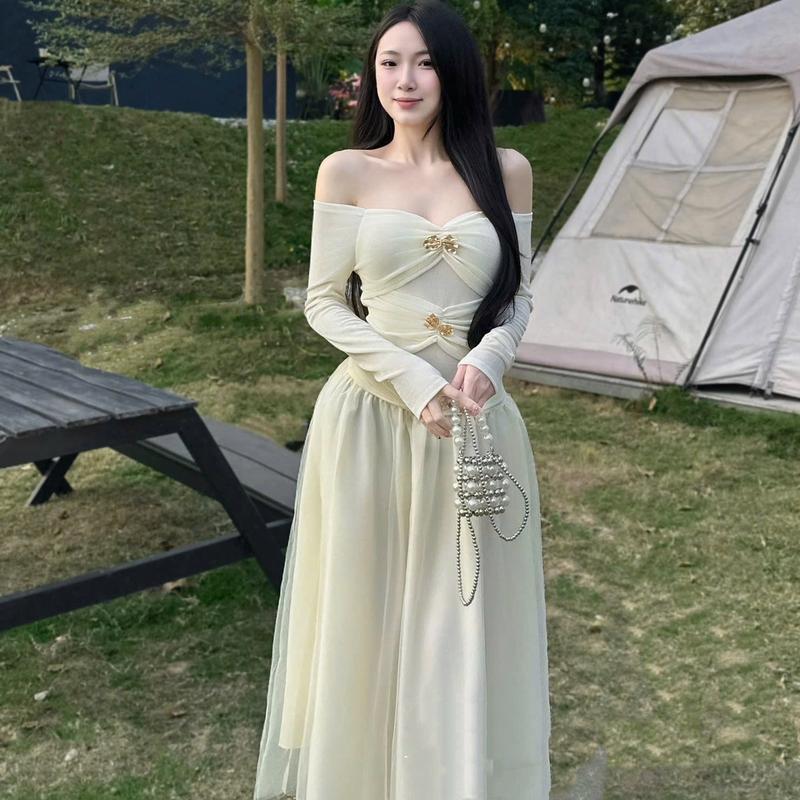New - Váy nhúng phối tơ trễ vai kèm tag xinh AL2233 MeiCloset 2