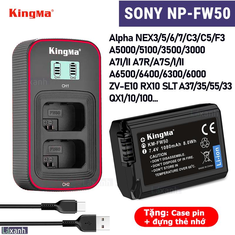 Sony NP-FW50 | Pin và dock sạc máy ảnh Kingma FW50 cho Sony FW50 NP FW50 SONY ZV-E10 ZV1 A7 A72 A7R A7S A6500 A6000 A6300 A6400 A7 A3000 A5000 A6500 NEX 5 6 7