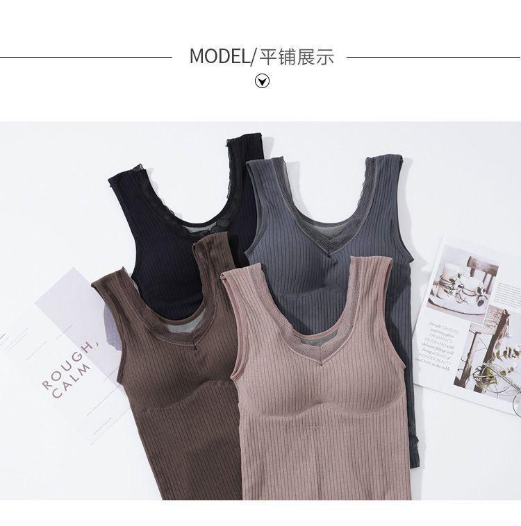 Product Introduction of Thời trang nữ，Áo Vest Ấm Áp, Thời Trang, Dành Cho Mùa Đông Của Phụ Nữ, Có Đệm Ngực, Lót Lông Cừu, Dày Dặn, Thích Hợp Cho Học Sinh Mới, Kiểu Dây Đeo, Không Đường May, Mỏng Vừa Vặn, Áo Lớp Nền dễ phối đồ 28