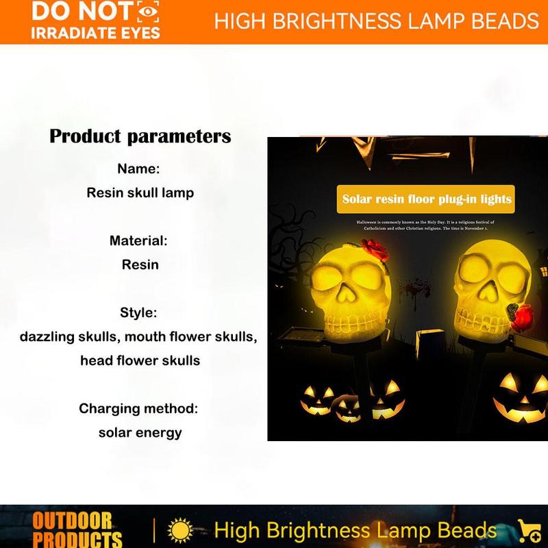Solar Powered Skull Head Design Hanging Light, Halloween Hanging Light, Halloween Decoration Light for Garden, Yard, Lawn, Desktop, Pond, Balcony, Ornaments 2