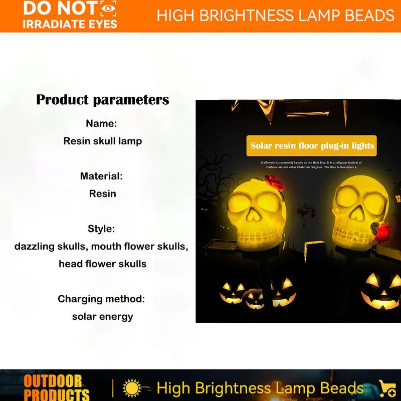 Solar Powered Skull Head Design Hanging Light, Halloween Hanging Light, Halloween Decoration Light for Garden, Yard, Lawn, Desktop, Pond, Balcony, Ornaments 2