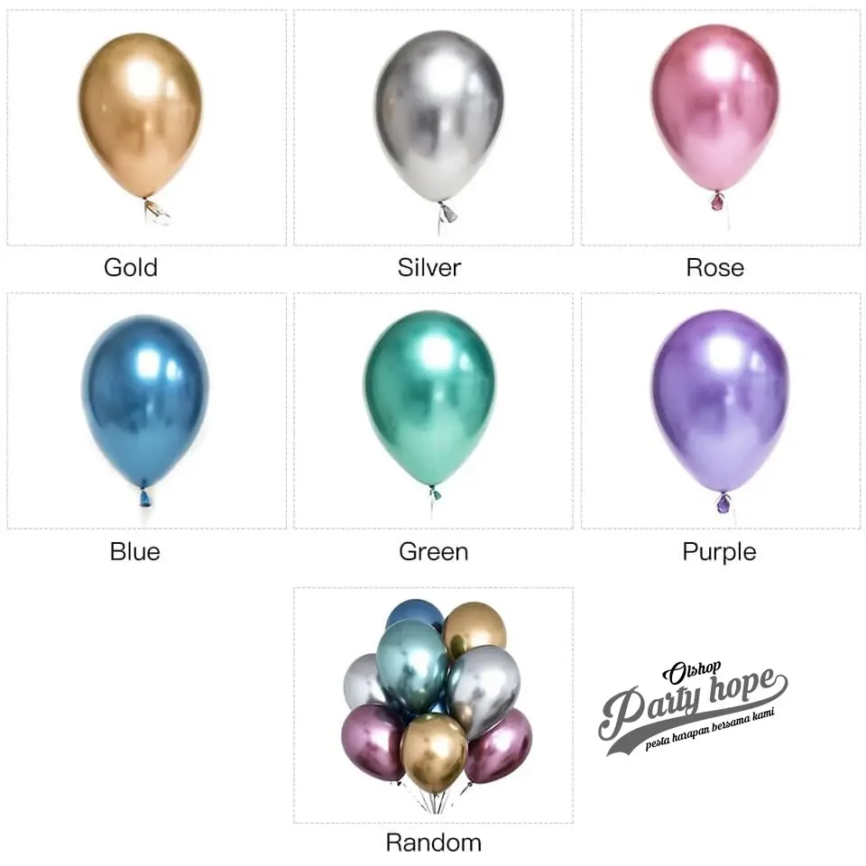balon chrome isi 50 12 inch / Balon Latex Metalik Chrome / Metalic Balon Chrome / balon dekorasi mengkilap