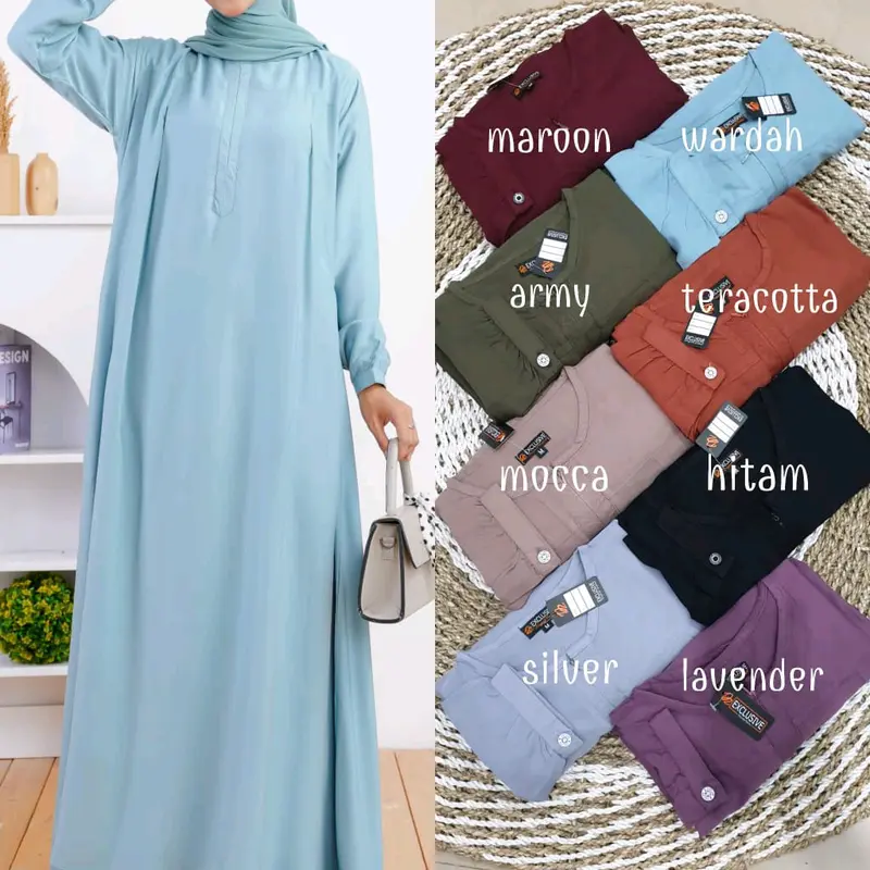Abaya Polos Jumbo Ld 120 Abaya Mecca / Abaya Ruby Bahan Rayon Twill Super Adem 4