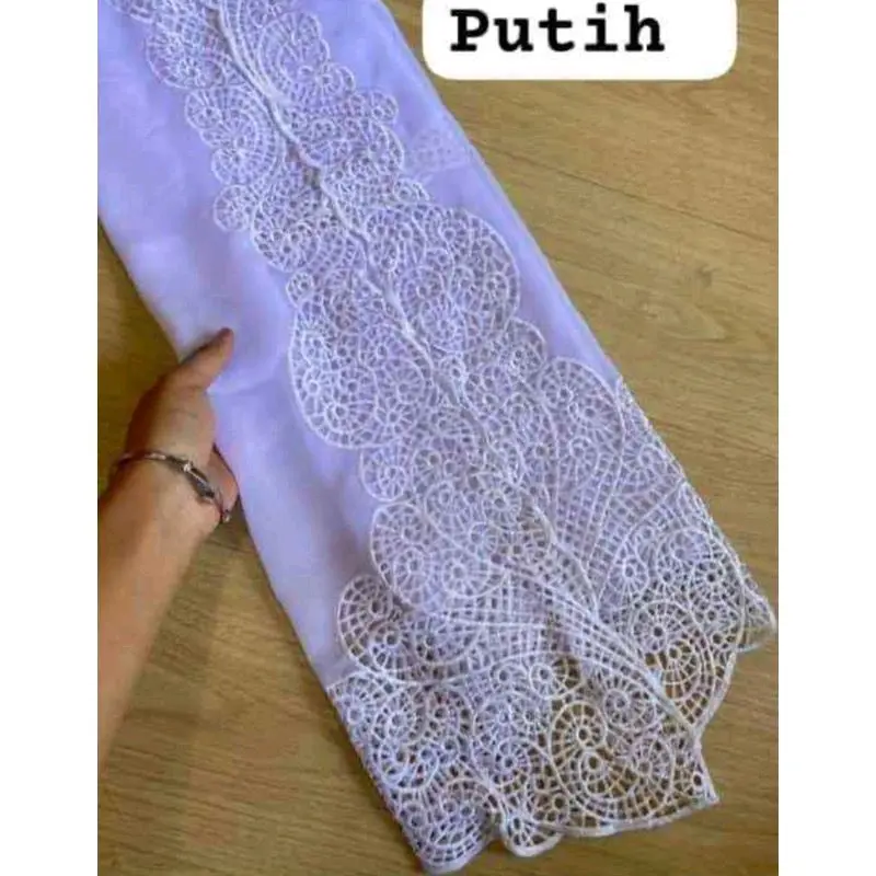 Kain kebaya bordir putih murah Polos 4