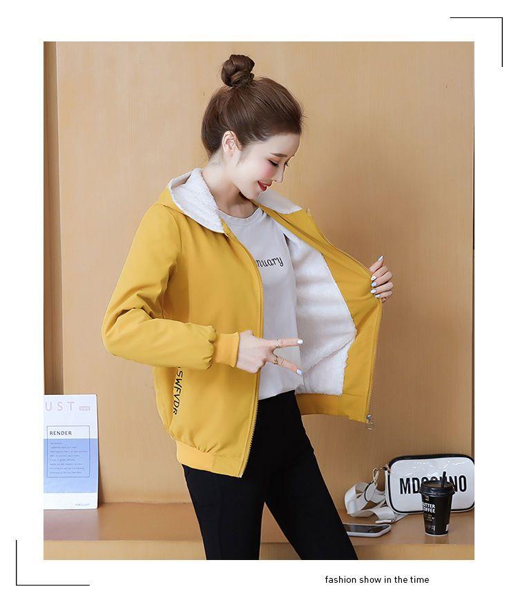 Product Introduction of Áo Khoác Có Mũ Trùm Đầu, Lót Lông Cừu, Dày Dặn, Hàng Mới Về Thu Đông 2020, Áo Khoác Ấm, Dành Cho Nữ, Phong Cách Hàn Quốc, Dáng Rộng Vừa Vặn, Dễ Phối Đồ, Thích Hợp Cho Thể Thao Và Thời Trang 20