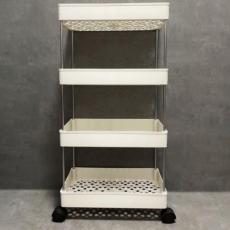 ￼Kệ đựng đồ đa năng 4 tầng có bánh xe đẩy chuyên dụng cho spa, phòng tắm, bếp chất liệu inox cao cấp Kitchen
