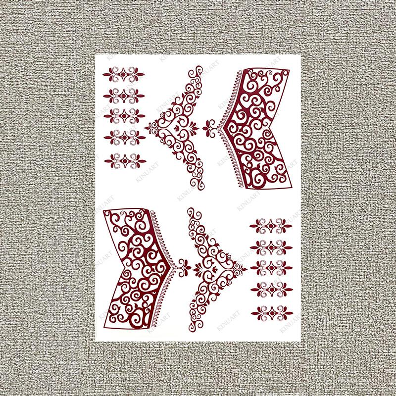 Maroon Brown Henna Tattoo Stickers for Women Waterproof Temporary Tattoos  for Hand Flower Fake Tattoo for Wedding Festival Body Art Tattoo 8