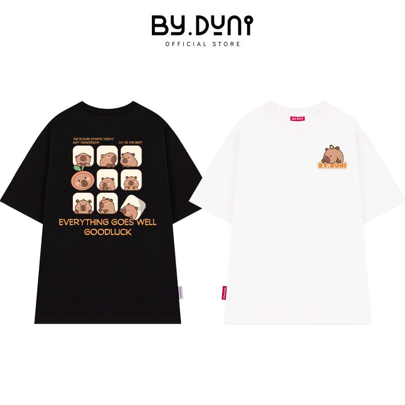  Áo thun cặp đôi BY.DUNI nam nữ form rộng Local Brand tay lỡ unisex áo cặp bạn thân vải cotton CAPYBARA V.3 Full box Women 