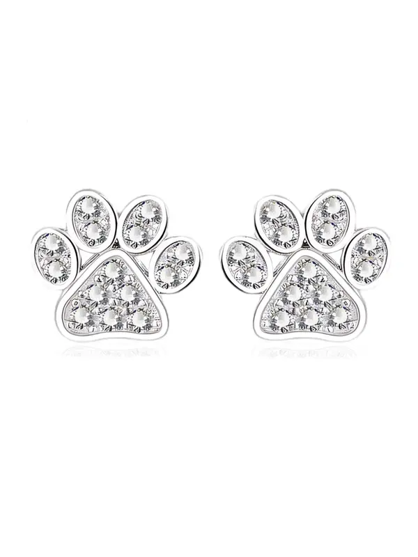 Cute Paw Design Earrings, Fashionable Rhinestone Decorated Earrings for Women & Girls, Trendy All-match & Exquisite Jewelry for Birthday Gift 6