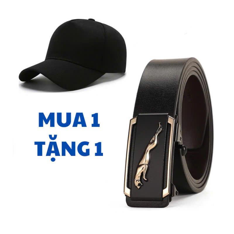 (GIÁ TỐT) Combo 2 MÓN: 1 thắt lưng khóa tự động mặt hợp kim cao cấp- TẶNG MŨ lưỡi trai Kim Tuyến Titan th ắ t lư ng 5