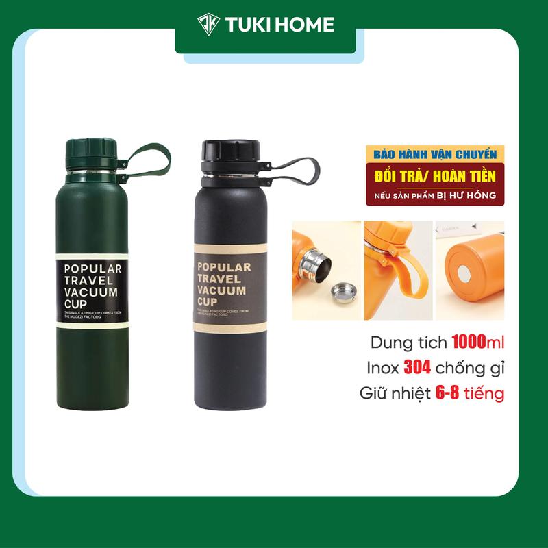 Bình Giữ Nhiệt Travel 1000Ml Inox 304, Giữ Nhiệt Nóng Lạnh Có Khay Lọc Trà Tiện Lợi