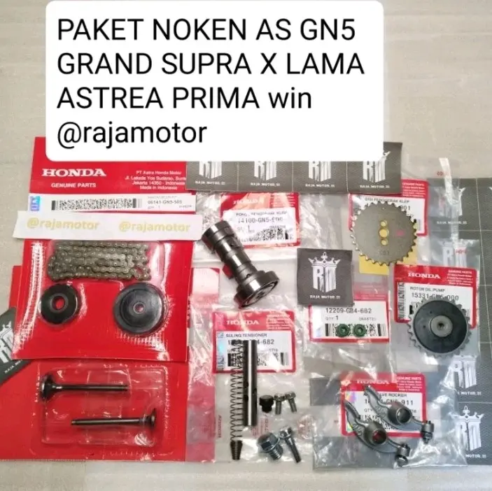 PAKET NOKEN AS GN5 & KETENG SET GN5 GEAR SENTRIK PLATUK RANTAI KETENG KLEP IN DAN EX GIR POMPA OLI GRAND SUPRA X LAMA ASTREA PRIMA WIN HIGH QUALITY KUALITAS TERJAMIN