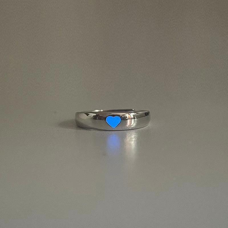 Product Introduction of Japanese and Korean Elemexsu Niche Love Luminous Ring Adjustable Mouth One Pair of Lovers Ring for Girlfriend 8