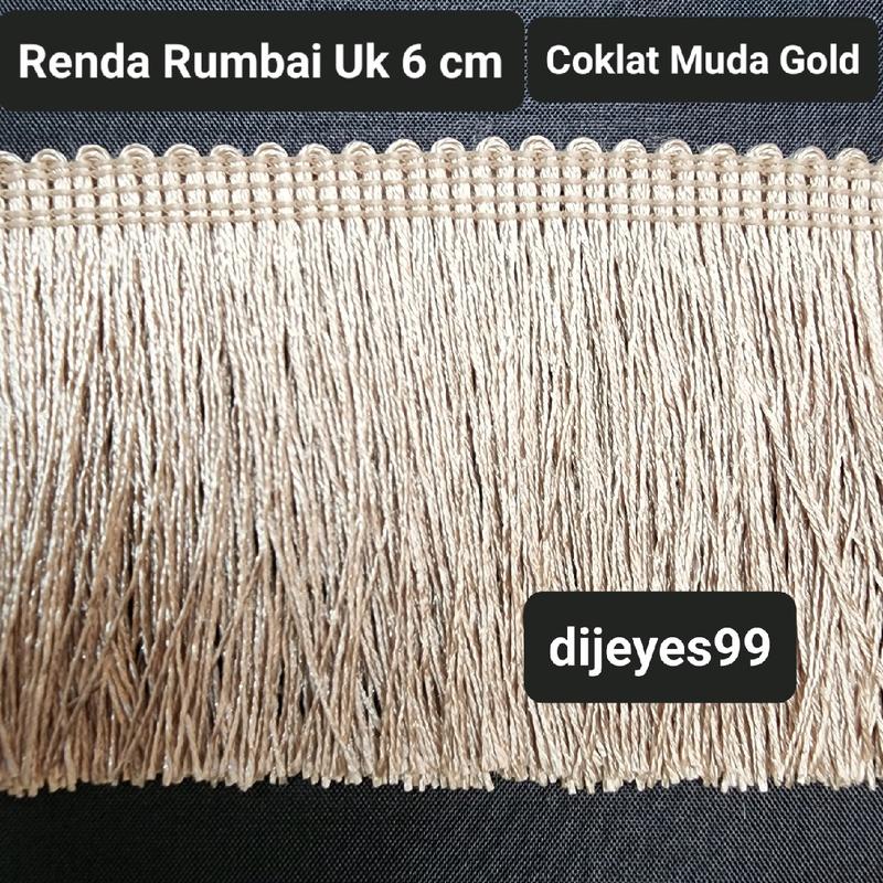 Renda Rumbai Lebar 6 cm Harga per ROLL - Rumbai Halus / Rumbai Mewah Mengkilap / Renda Rumbai sisir / Tassel Lace / Rumbai Kostum / Rumbai Gaun / Renda Sajadah / Tassel rumbai dekorasi / Renda 2