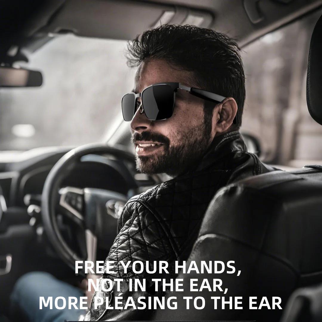 Wireless Smart Glasses with Wireless, Blue Light Filter, Built-in Speaker Stylish Black Frame, Music Playback and Calls - Image 5