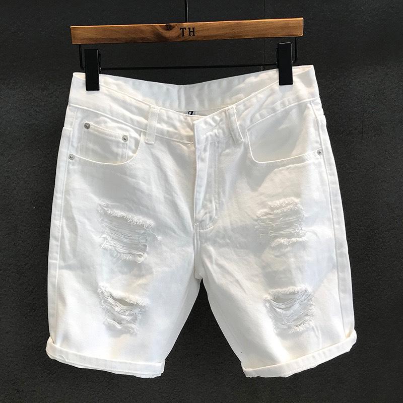 Quần short jean nam màu trắng, rách thời trang cao cấp MURADFASHION SJNA405
