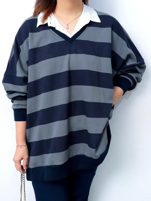 Baju Atasan Blouse basic Wanita Elegant Hanami Bahan Fleece Kombi Katun Terbaru - Kombinasi Oversize 4
