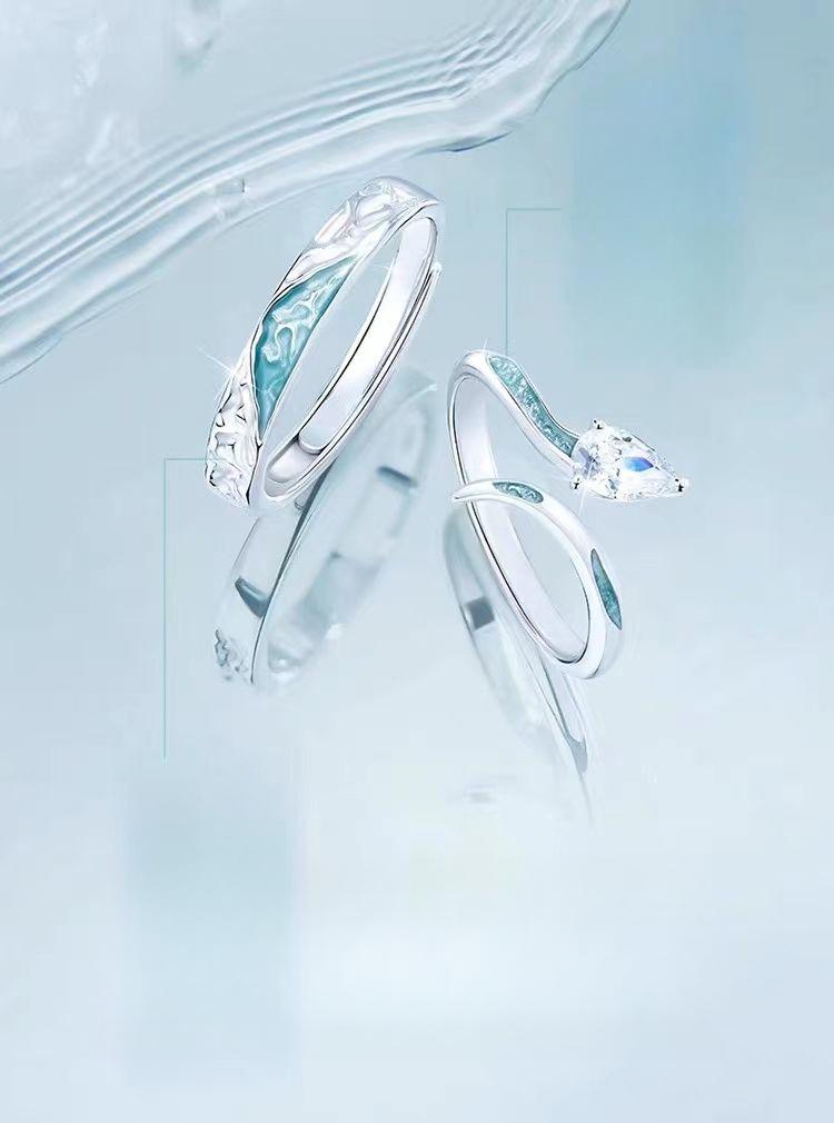 Product Introduction of ​「Beloved Choice」Iceland Snake-shaped Couple Blue Rings, INS-style Light Luxury Niche Design, Dynamic and Eye-catching Snake Rings, Romantic Choice to Gift Your Girlfriend. 4