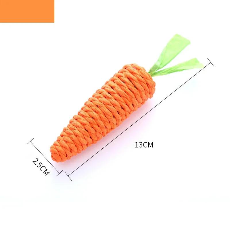 Cat Toy Carrot Sound Pet Products Bite Resistant Paper Rope Scratcher Clean Teeth Interactive Play Cat Carrot Chew Toy for Cat 5