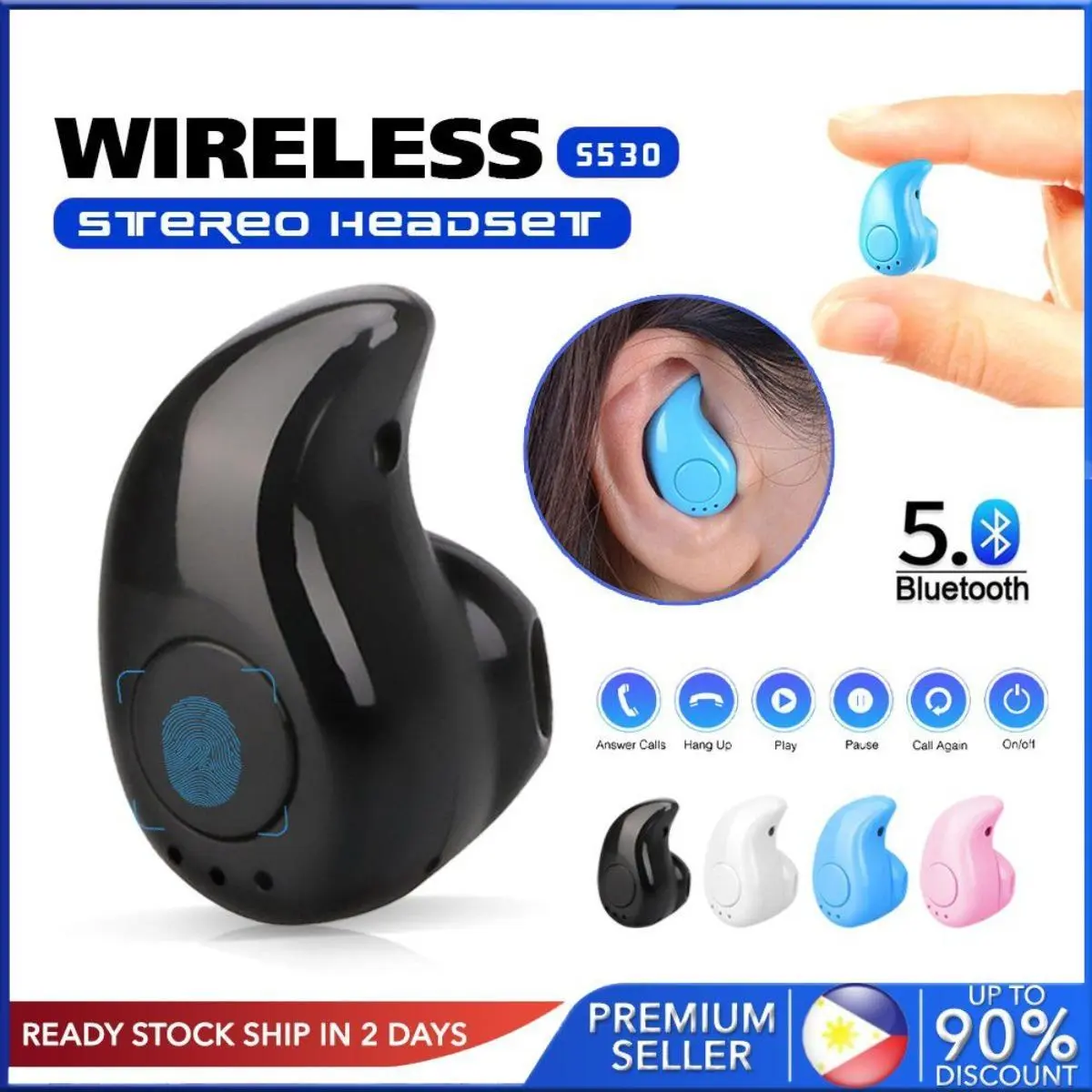 [Local Stock] S530 Mini Bluetooth Headset Wireless Bluetooth 4.0 Sport Earphone In Ear Headset for all Smartphone PhIeo