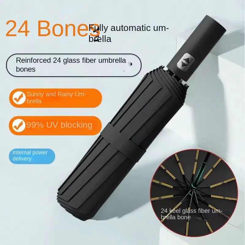 Windproof reinforced double- umbrella Fully automatic reinforced umbrella folding umbrella advanced sense increased rain and sun umbrella Sunshade vinyl umbrella electric  umbrella mini umbrella Automatic Dual-Use Umbrella Large Three-Fold Business Umbrel