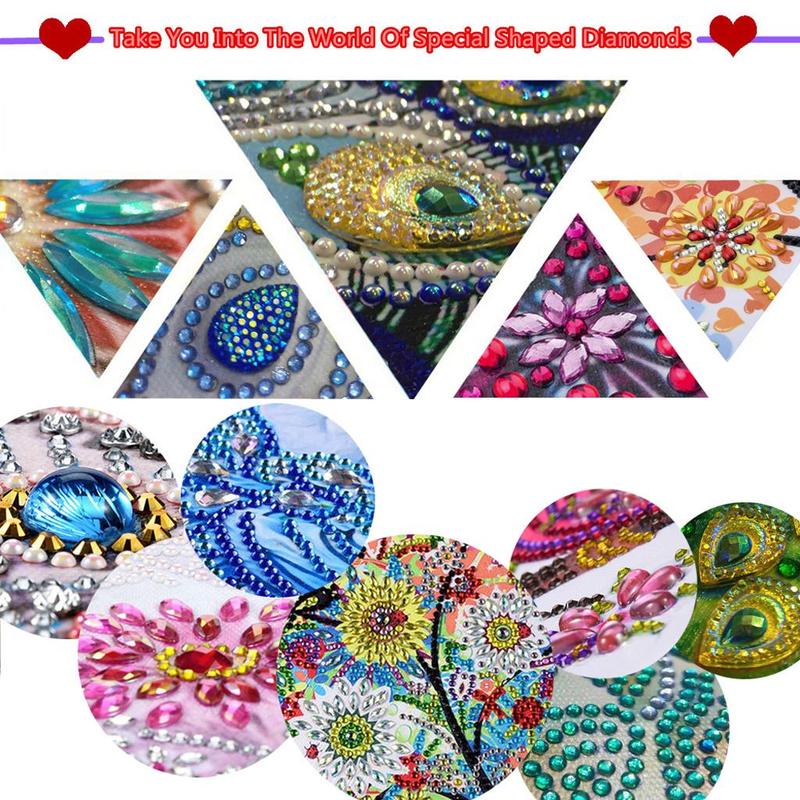 Product Introduction of Round Mandala Flower Pattern DIY Diamond Arts Colorful Painting Coaster, 10pcs DIY Craft Supplies for Home Decoration 16