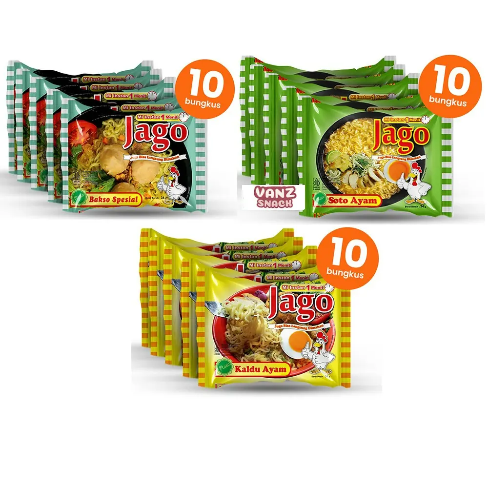 Mie Instan Jago Mi Kuah Renceng Rasa Soto, Kaldu Ayam, Bakso - Netto 10 ...