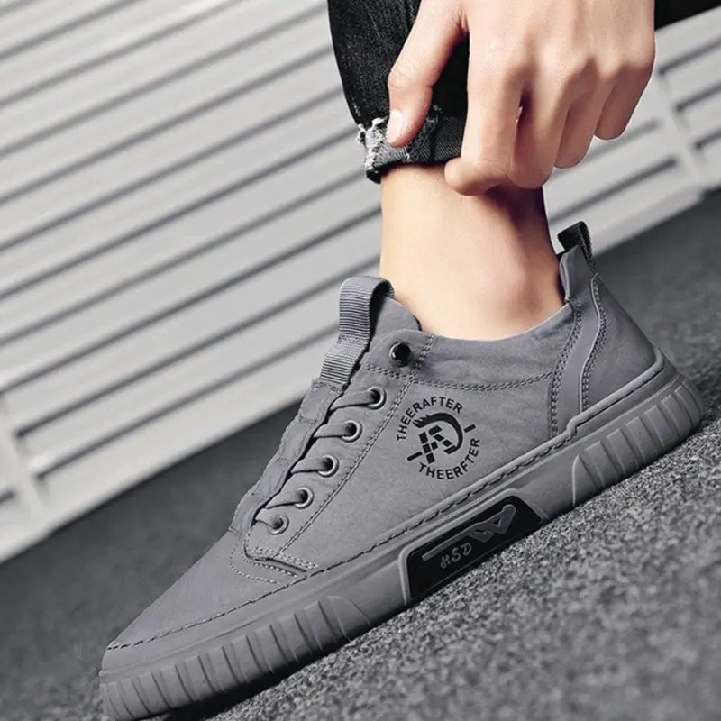 (Cod Bayar Di tempat) Sepatu Sneakers Slip On Pria Kasual Formal Informal Terbaru A-15  Shoes Fashion Korea Kekinian Traveling Outdoor Laki Laki Keren Canvas Sneaker Black 8