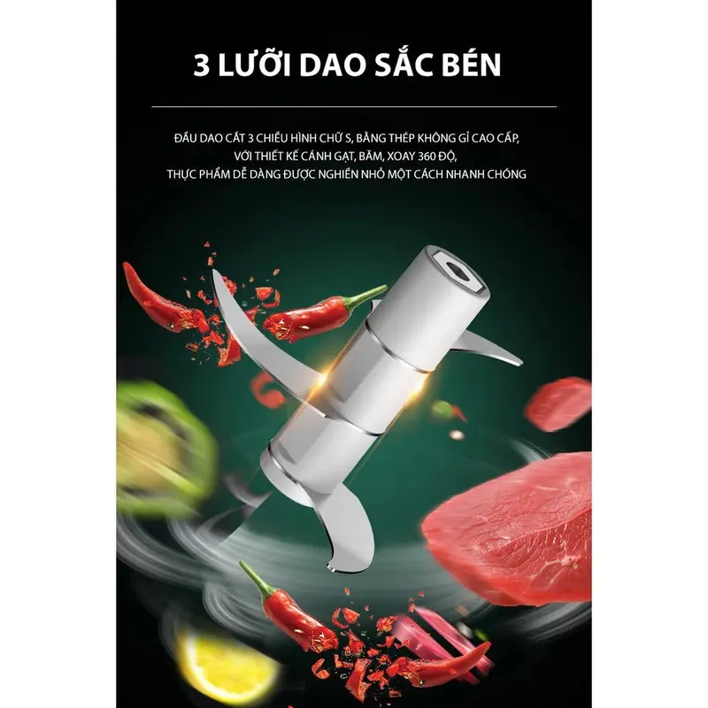 Máy Xay Mini Tỏi Ớt Cầm Tay 250ml Sử Dụng Cổng Sạc USB Siêu Tiện Lợi Mẫu Mới 2021 Inox mayxay  toiot 4
