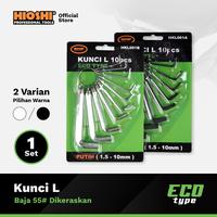 Gambar HIOSHI /Kunci L Set/10Pcs/1.5-10mm/Hex Key/Blister Card/ HITAM/ PUTIH/CROOM/55# - ECO - Putih dari HioshiToolsOfficial Kota Bandung 3 Tokopedia