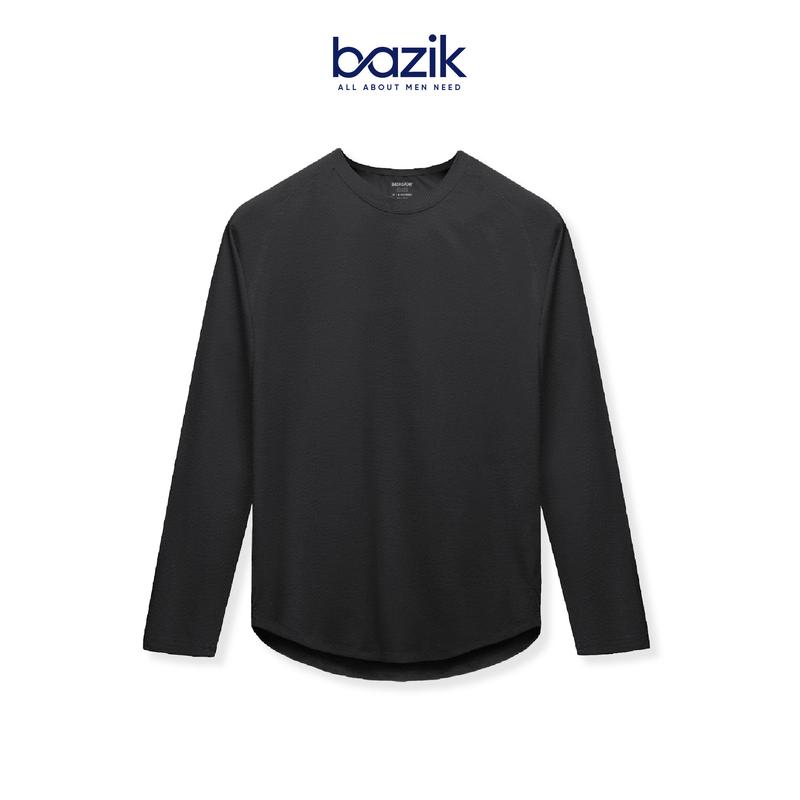 Áo Thun Dài Tay Nam BAZIK Relax Fit co giãn 4 chiều, vận động thoải mái, giữ nhiệt tốt Menswear Top Đen 6