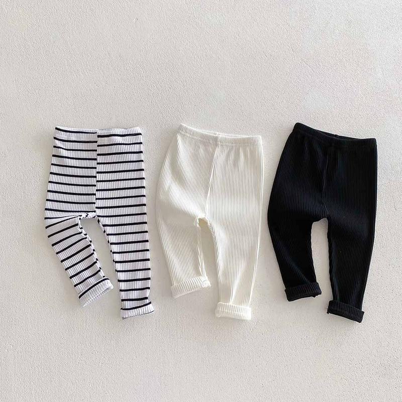 Product Introduction of Children's base pants for autumn and winter, Korean style, with fleece, long pants for boys and girls, 0-2 years old, striped, ins 15